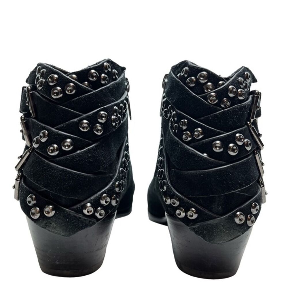 SAM EDELMAN PENROSE Black Ankle Booties Boots Buckles Gothic Leather Suede 6.5 - Picture 8 of 15